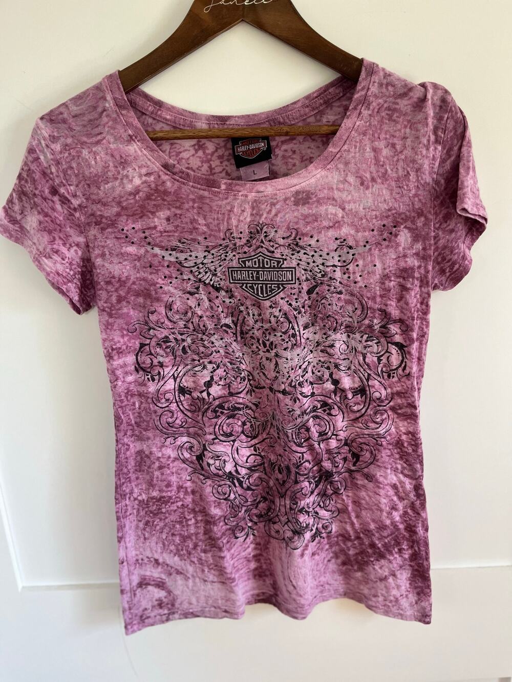 Harley Davidson Burn Out Purple T-Shirt Seminole Sanford Florida Biker Women’s L